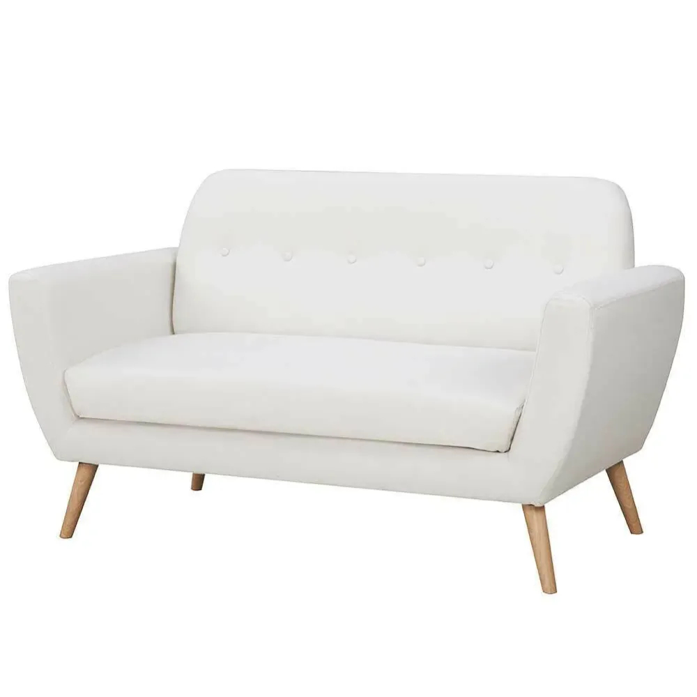 Divano Conchiglia 2 Posti Tessuto Imbottito con Braccioli Beige 150x80x86 cm