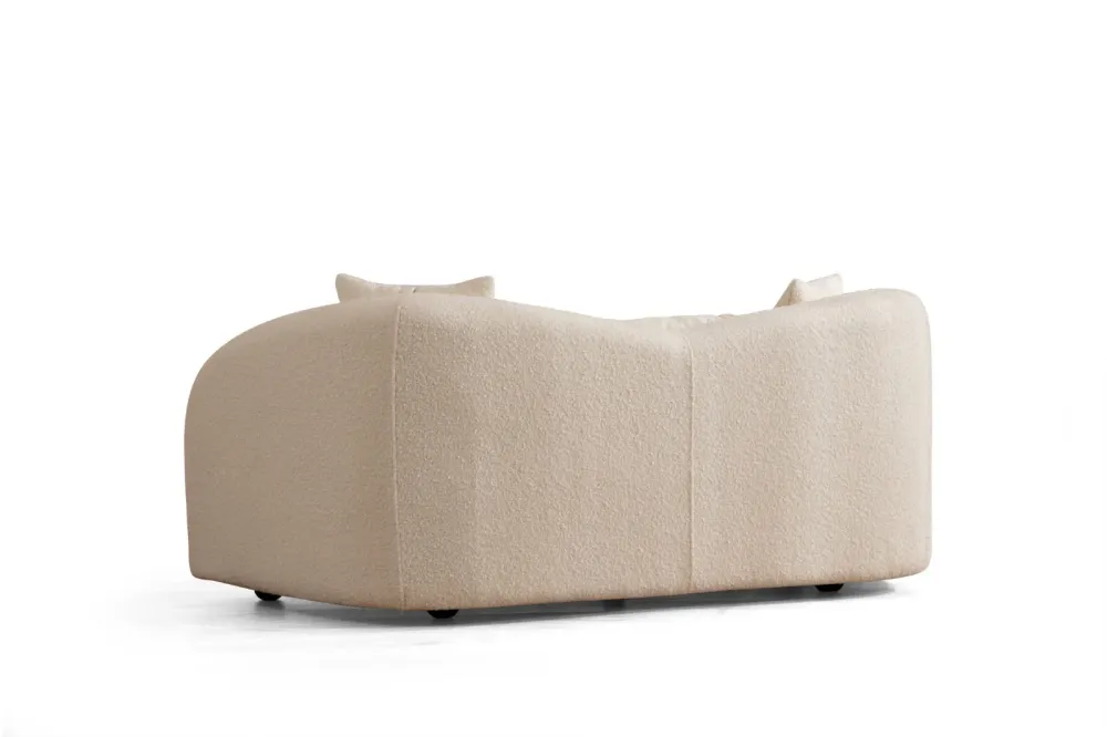 Divano design 2 posti rivestito tessuto colore crema cm 190x91x76h