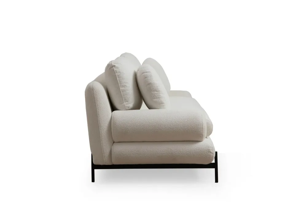 Divano design 2 posti da salotto tessuto morbido bianco cm 188x92x85h