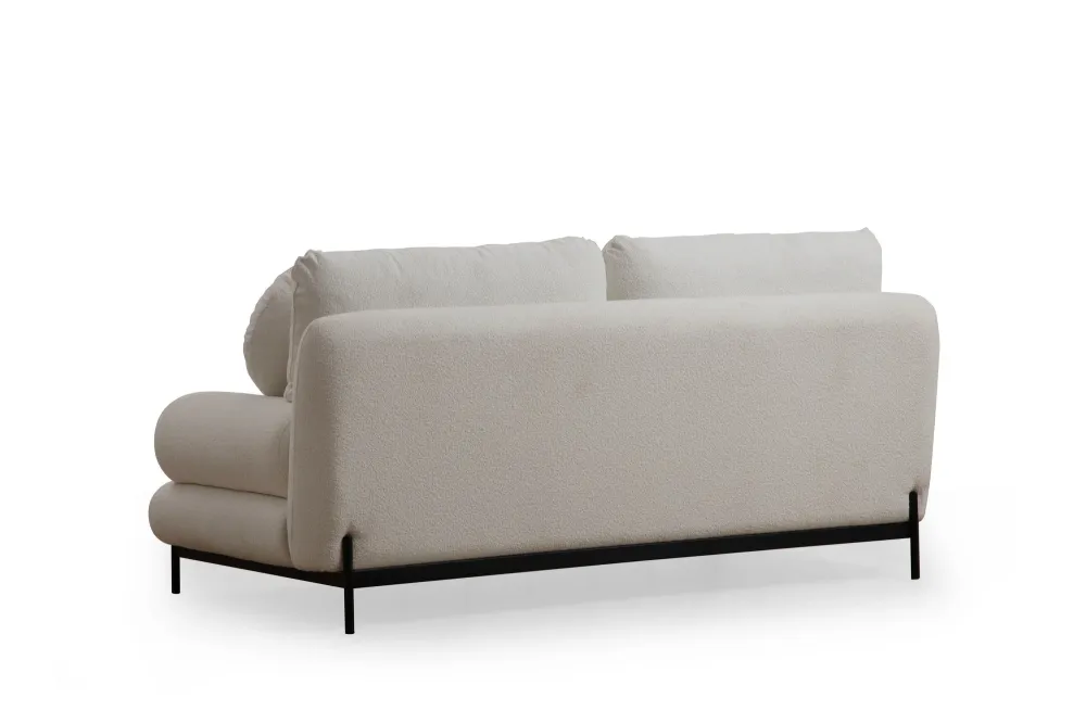 Divano design 2 posti da salotto tessuto morbido bianco cm 188x92x85h