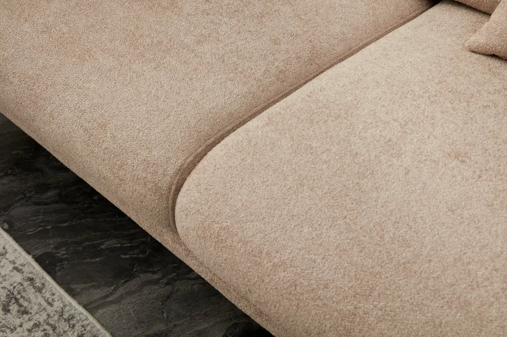 Divano elegante 3 posti trasformabile letto tessuto beige cm 210x95x80h