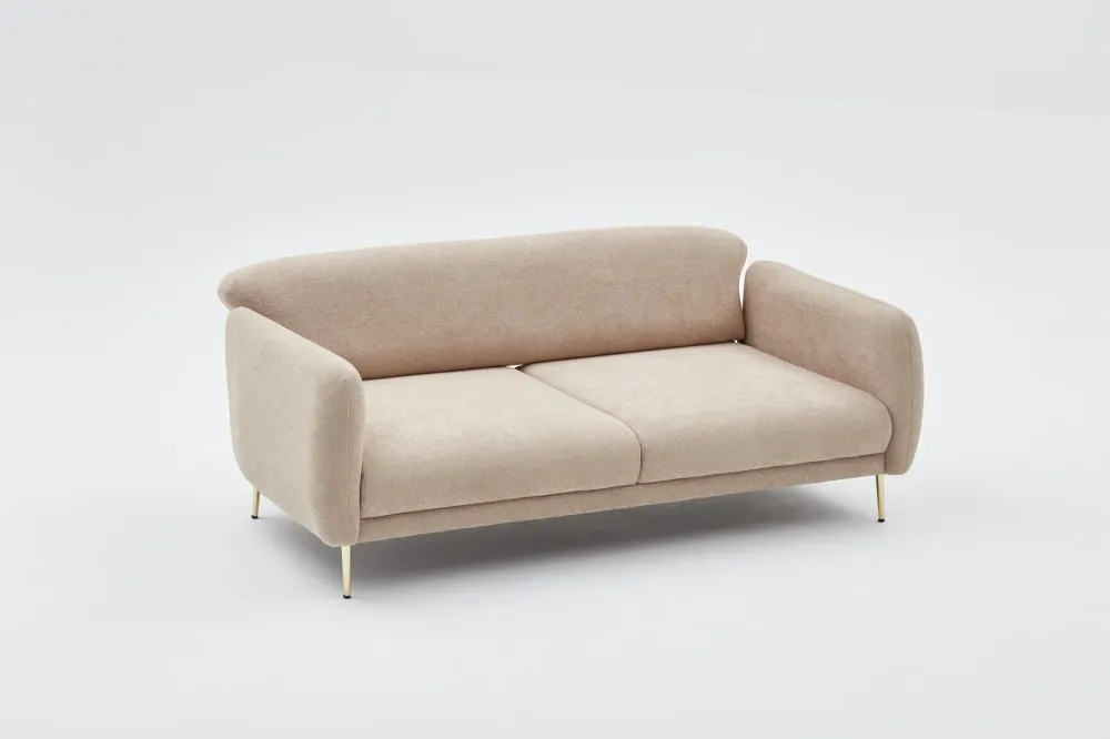 Divano elegante 3 posti trasformabile letto tessuto beige cm 210x95x80h