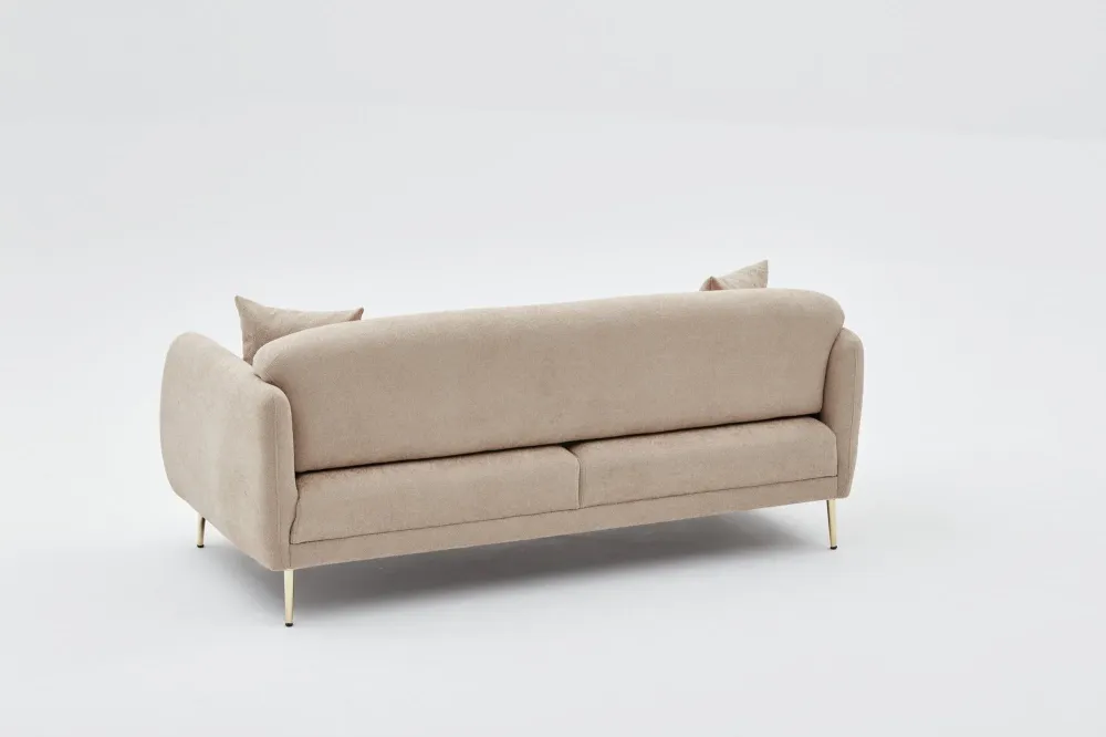 Divano elegante 3 posti trasformabile letto tessuto beige cm 210x95x80h