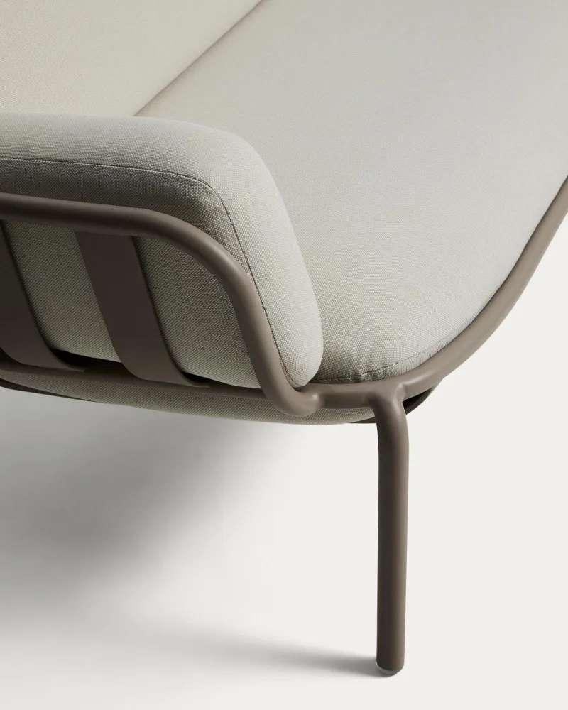 Divano da esterno Joncols 3 posti alluminio verniciato tortora con cuscini beige, 224 cm