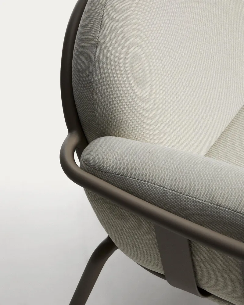 Divano da esterno Joncols 3 posti alluminio verniciato tortora con cuscini beige, 224 cm