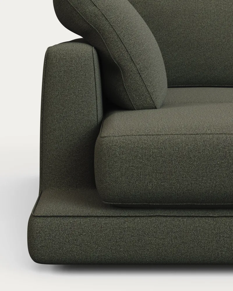 Divano Gala 4 posti con chaise longue sinistra ciniglia verde scuro FSC Mix Credit 300 cm