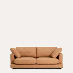 Divano Gala 3 posti pelle marrone, 210 cm
