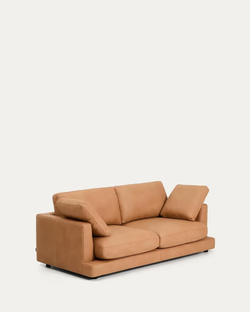 Divano Gala 3 posti pelle marrone, 210 cm