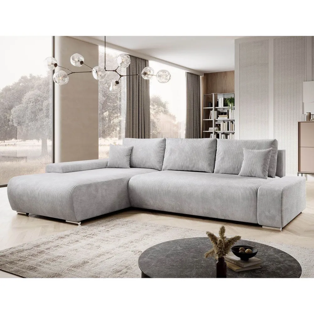 Divano L Iseo con funzione letto, grigio chiaro
