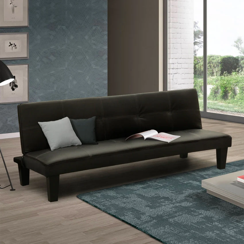 Divano Letto 165x70x67 cm Similpelle Nero