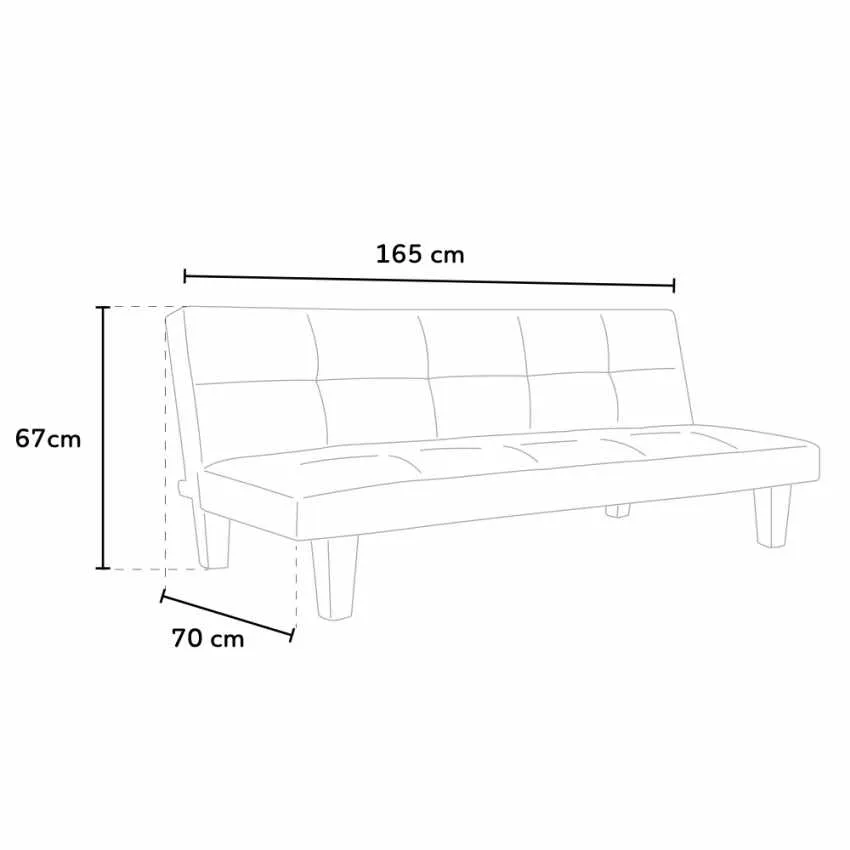 Divano Letto 165x70x67 cm Similpelle Nero