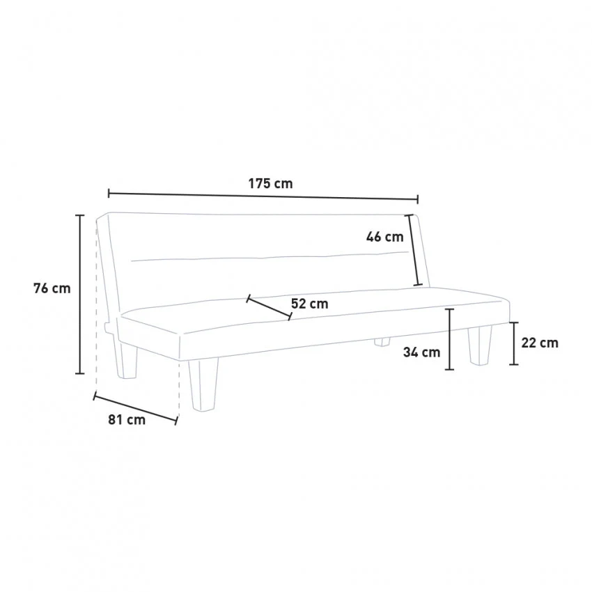 Divano Letto 175x81x76 cm Microfibra Arancione