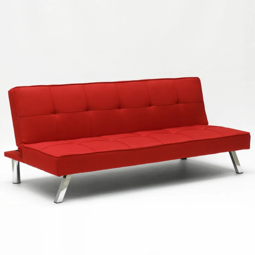 Divano Letto 175x83x74 cm Tessuto Rosso