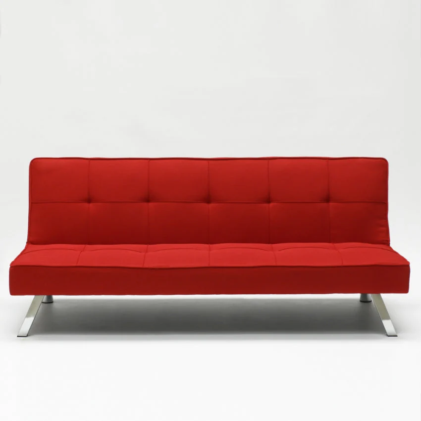 Divano Letto 175x83x74 cm Tessuto Rosso
