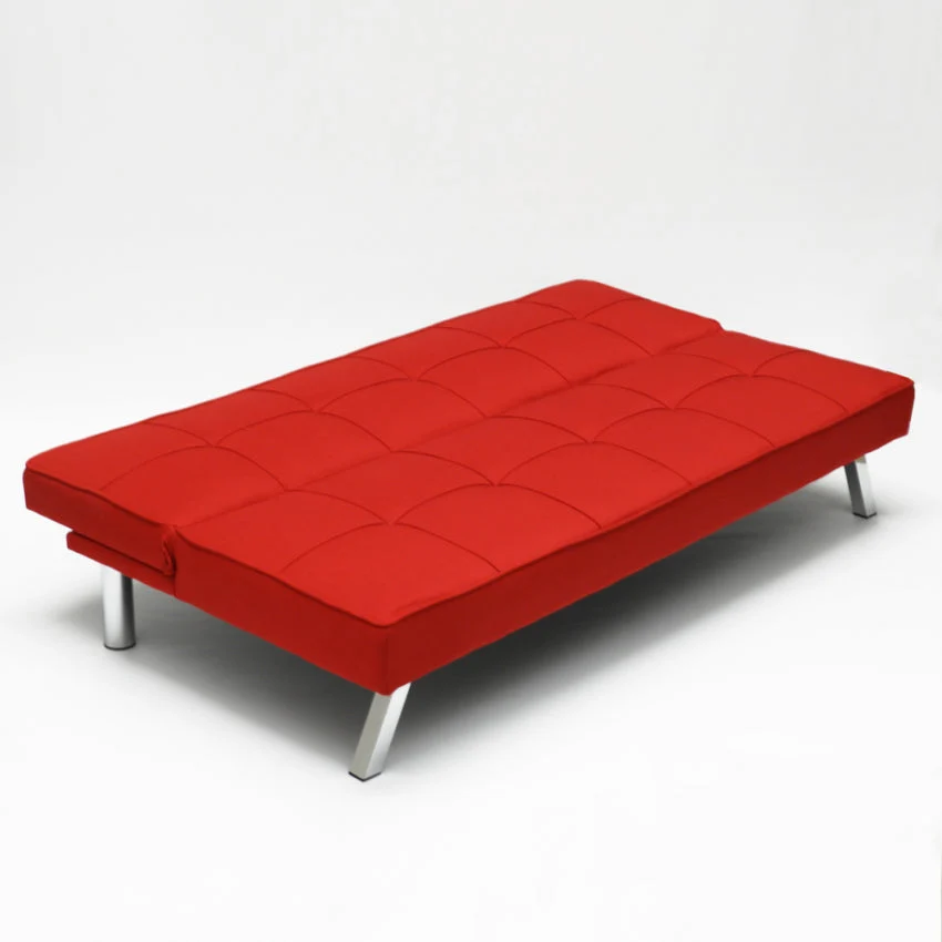 Divano Letto 175x83x74 cm Tessuto Rosso