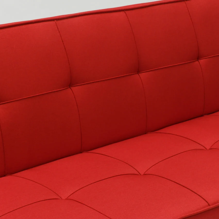 Divano Letto 175x83x74 cm Tessuto Rosso