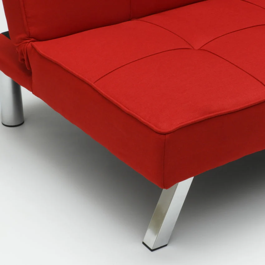 Divano Letto 175x83x74 cm Tessuto Rosso