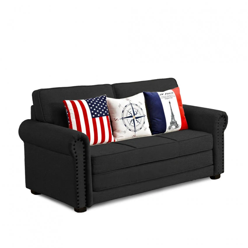 Divano Letto 180x85x92 cm Tessuto Nero