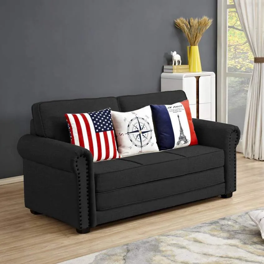 Divano Letto 180x85x92 cm Tessuto Nero