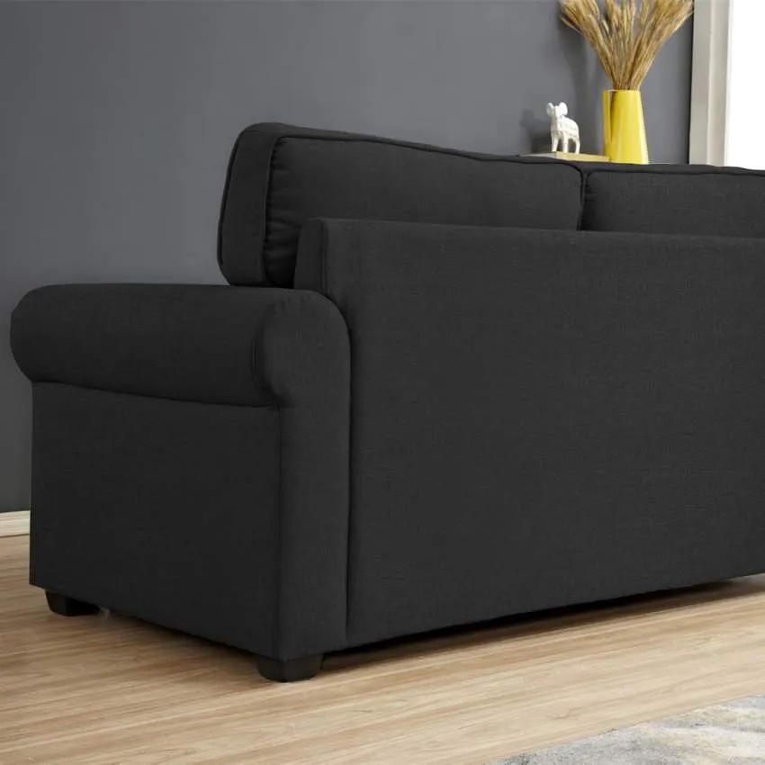 Divano Letto 180x85x92 cm Tessuto Nero