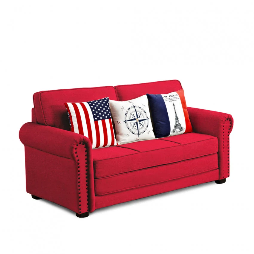 Divano Letto 180x85x92 cm Tessuto Rosso