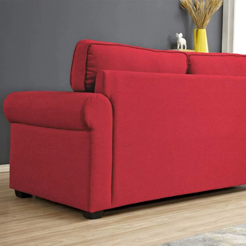 Divano Letto 180x85x92 cm Tessuto Rosso