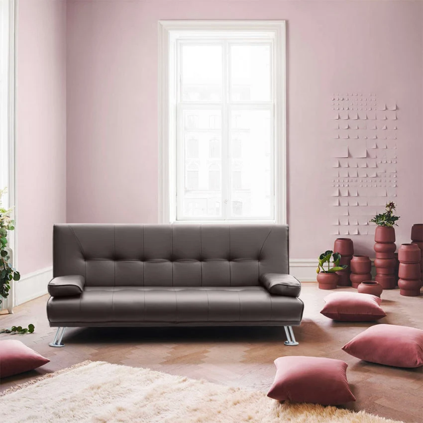 Divano Letto 181x85x88 cm Similpelle Marrone