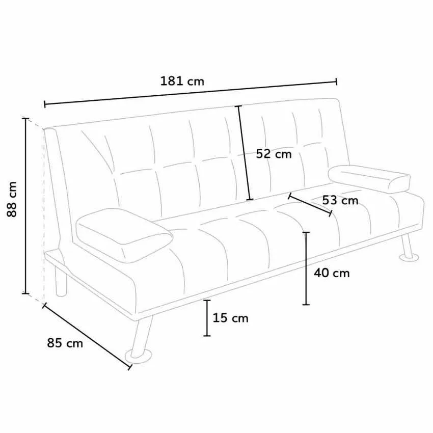 Divano Letto 181x85x88 cm Similpelle Marrone