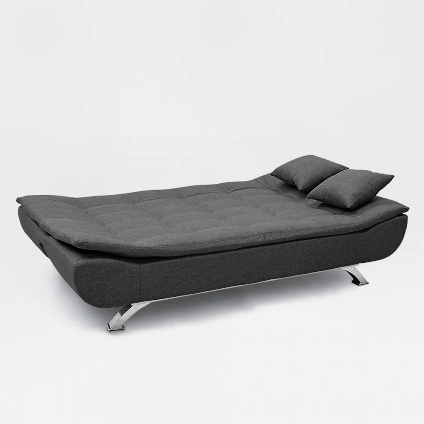 Divano Letto 190x83x93 cm Microfibra Grigio Scuro