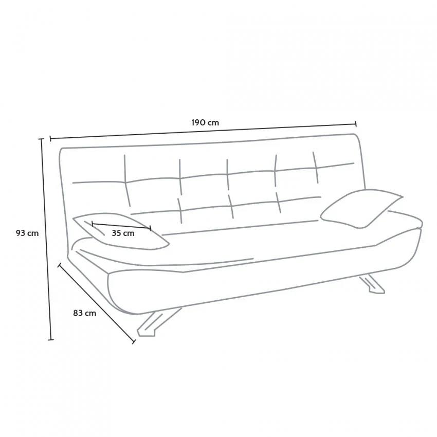 Divano Letto 190x83x93 cm Microfibra Grigio Scuro