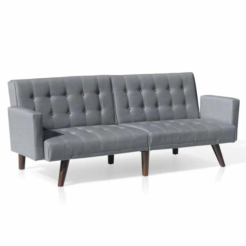 Divano Letto 192x75x76 cm Tessuto Grigio