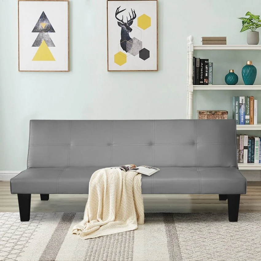 Divano Letto Clic Clac 166x76x71 cm Similpelle Grigio