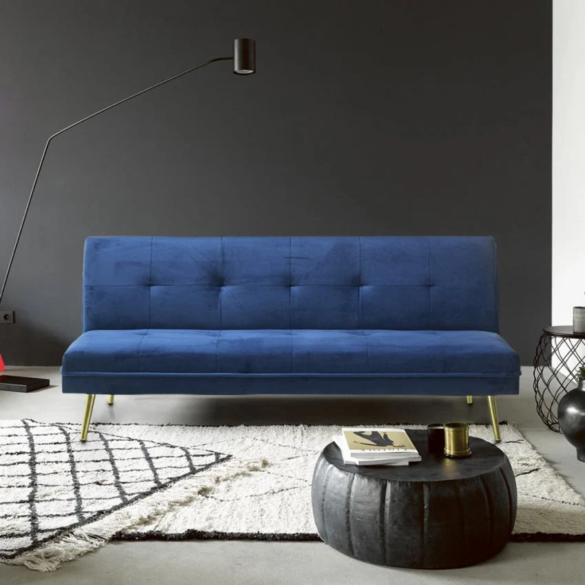 Divano Letto Clic Clac 180x89x78 cm Poliestere Blu
