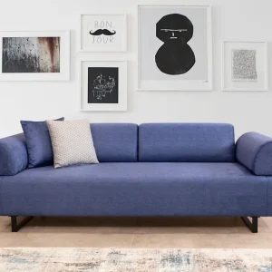 Divano letto design 3 posti con schienali e braccioli removibili cm 220x90x80h