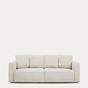 Divano letto Marela 3 posti ciniglia beige, 236 cm, FSC Mix Credit