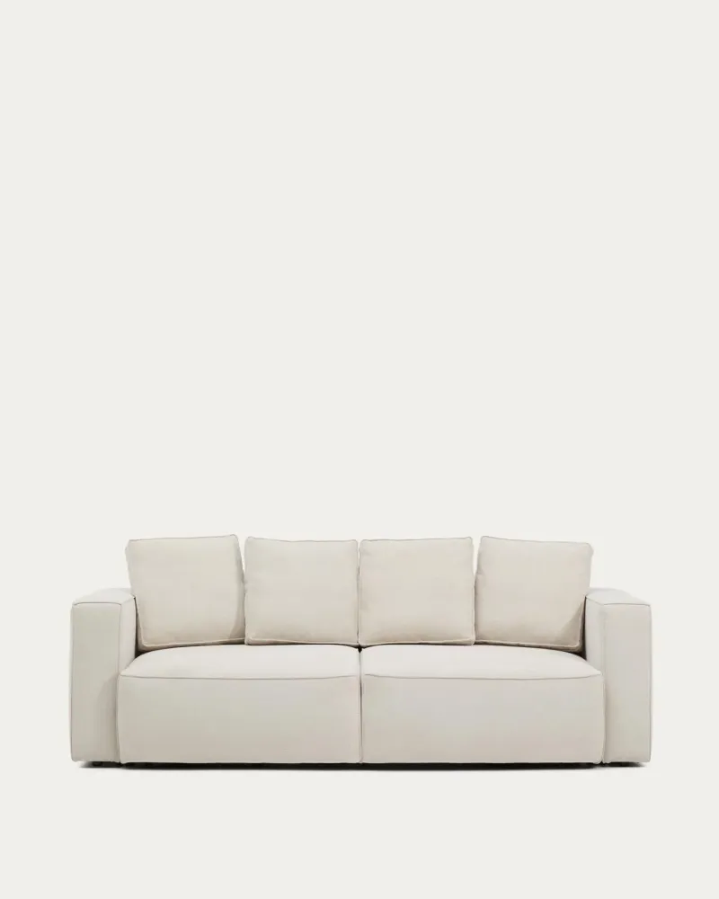 Divano letto Marela 3 posti ciniglia beige, 236 cm, FSC Mix Credit