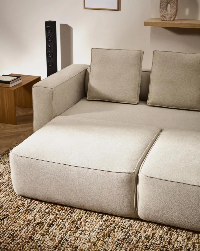 Divano letto Marela 3 posti ciniglia beige, 236 cm, FSC Mix Credit