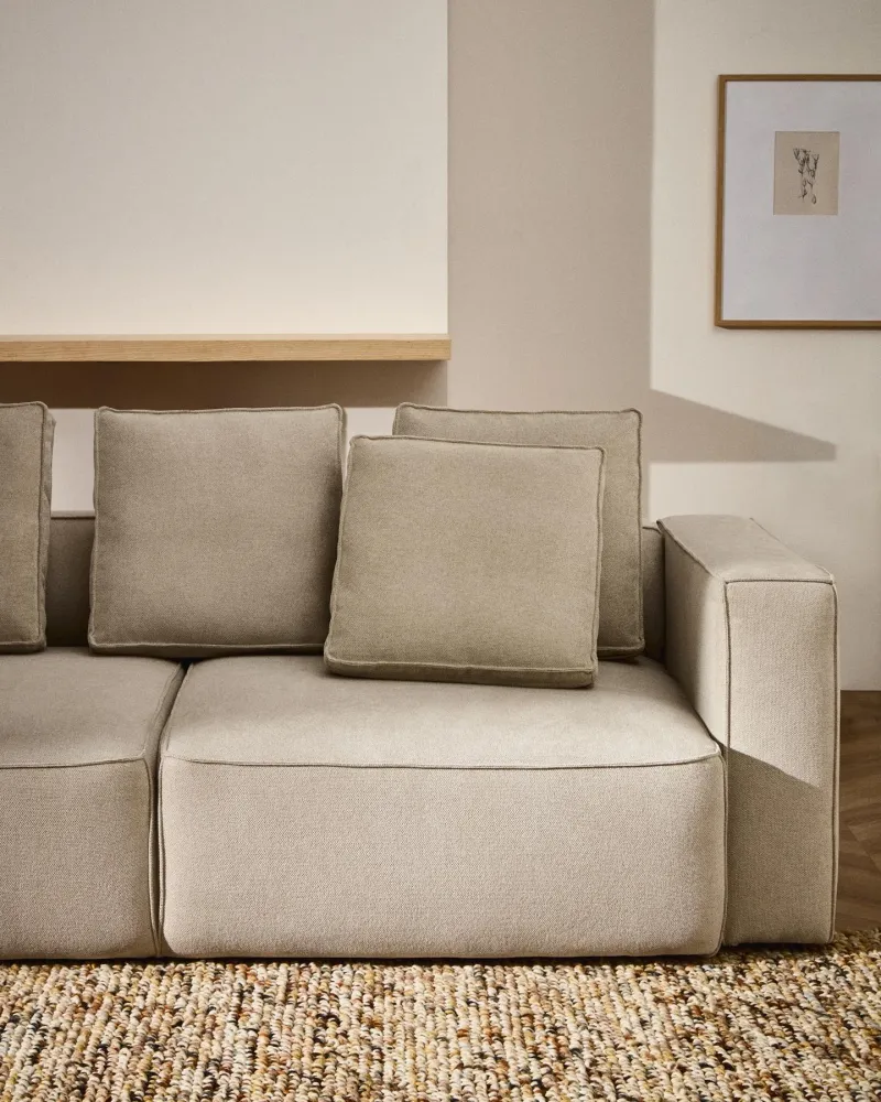 Divano letto Marela 3 posti ciniglia beige, 236 cm, FSC Mix Credit