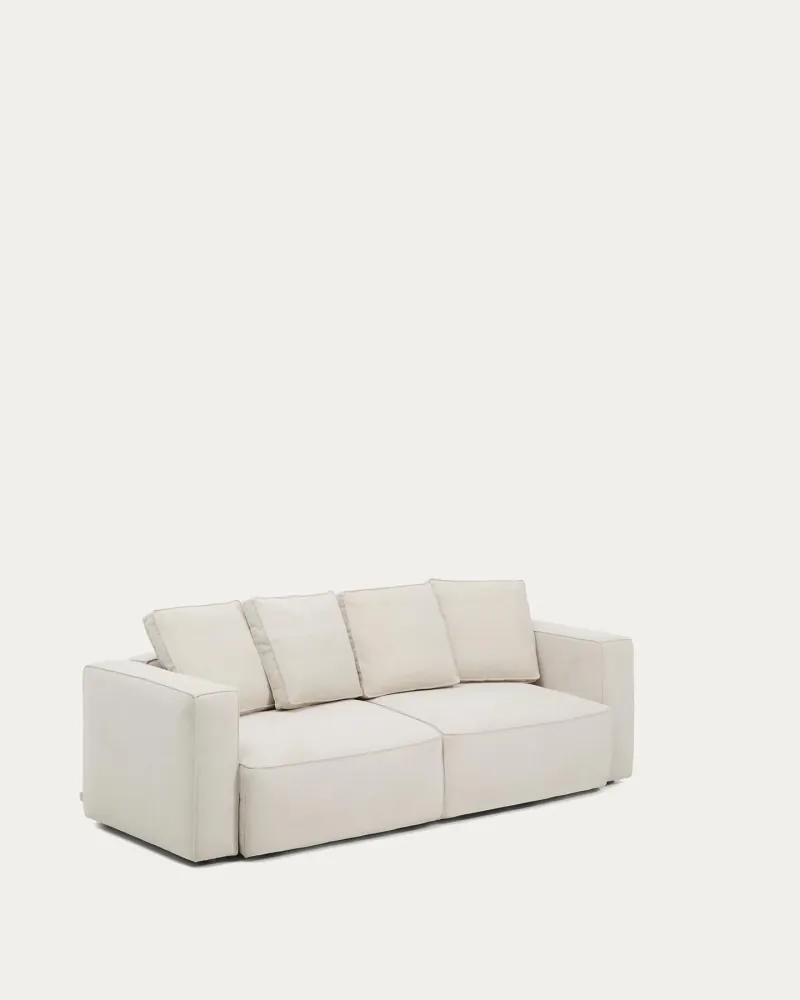 Divano letto Marela 3 posti ciniglia beige, 236 cm, FSC Mix Credit