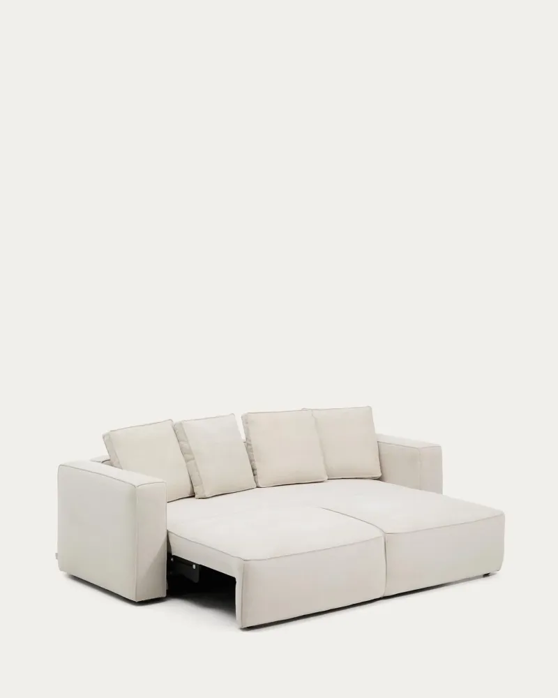 Divano letto Marela 3 posti ciniglia beige, 236 cm, FSC Mix Credit