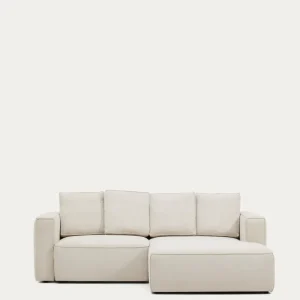 Divano letto Marela 3 posti con chaise longue destra ciniglia beige, cm 236 , FSC Mix Credit