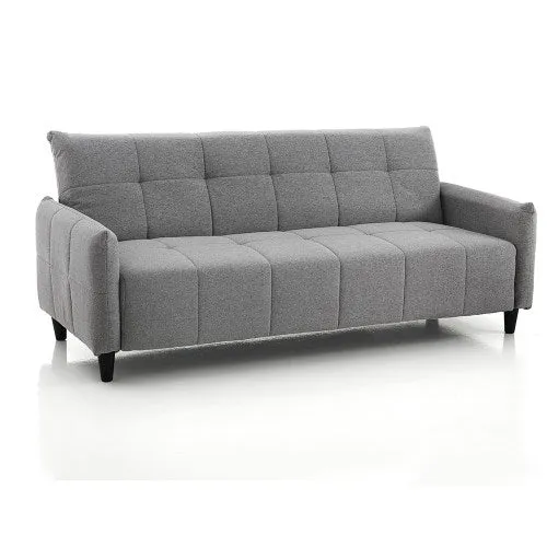 Divano letto moderno 3 posti tessuto grigio schienale reclinabile cm 205x83x86h