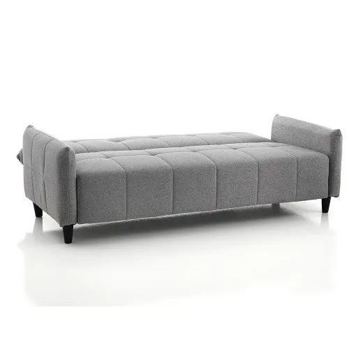 Divano letto moderno 3 posti tessuto grigio schienale reclinabile cm 205x83x86h