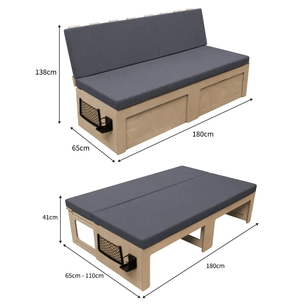 Divano Letto Pieghevole 180x110x40,7 cm per Camper