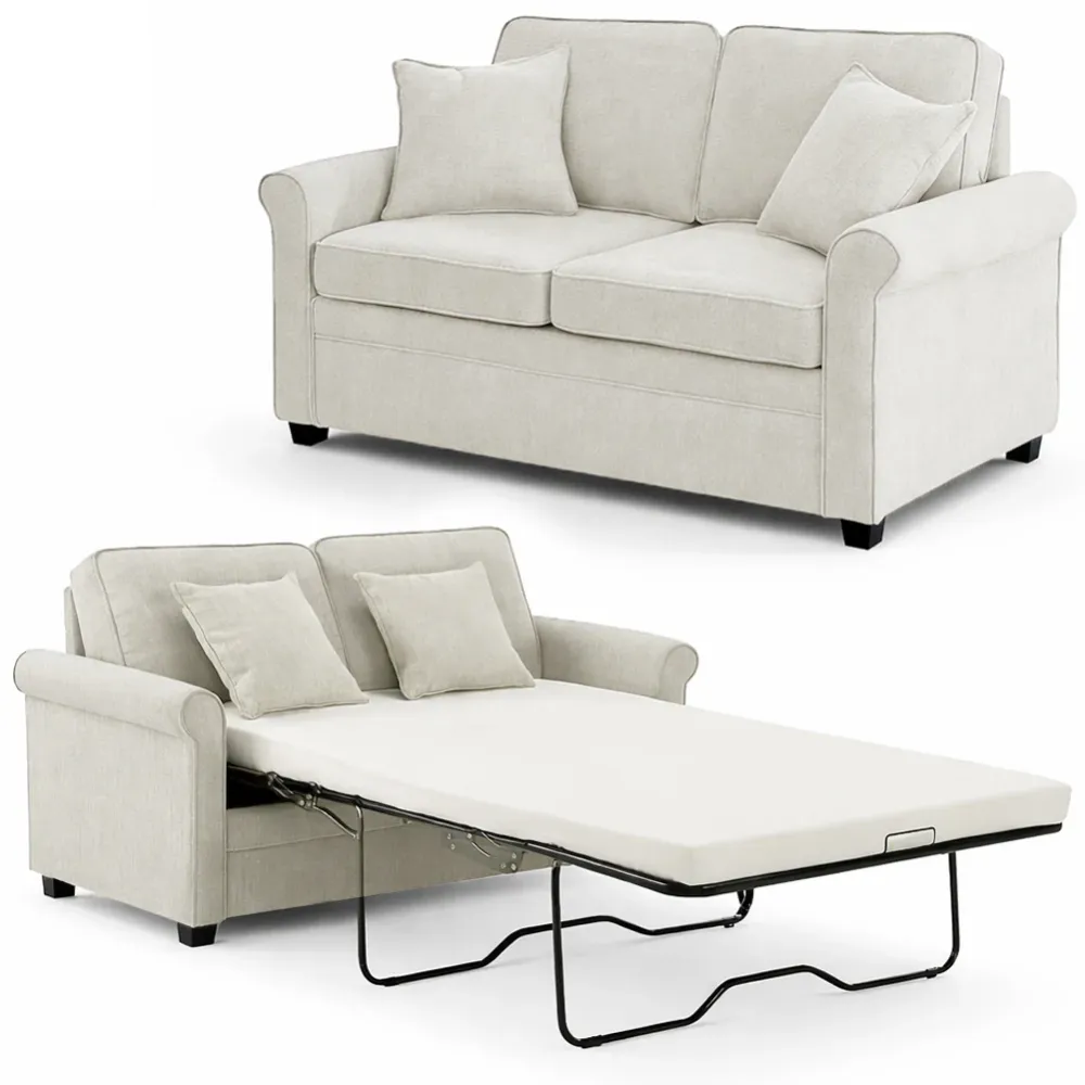 Divano Letto 2 Posti Beige con Cuscino Memory Ergonomico con Apertura Facile