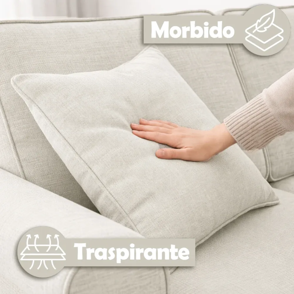 Divano Letto 2 Posti Beige con Cuscino Memory Ergonomico con Apertura Facile