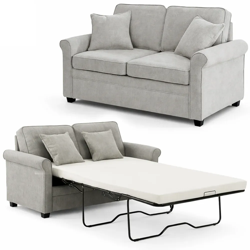 Divano Letto 2 Posti Grigio con Cuscino Memory Ergonomico con Apertura Facile