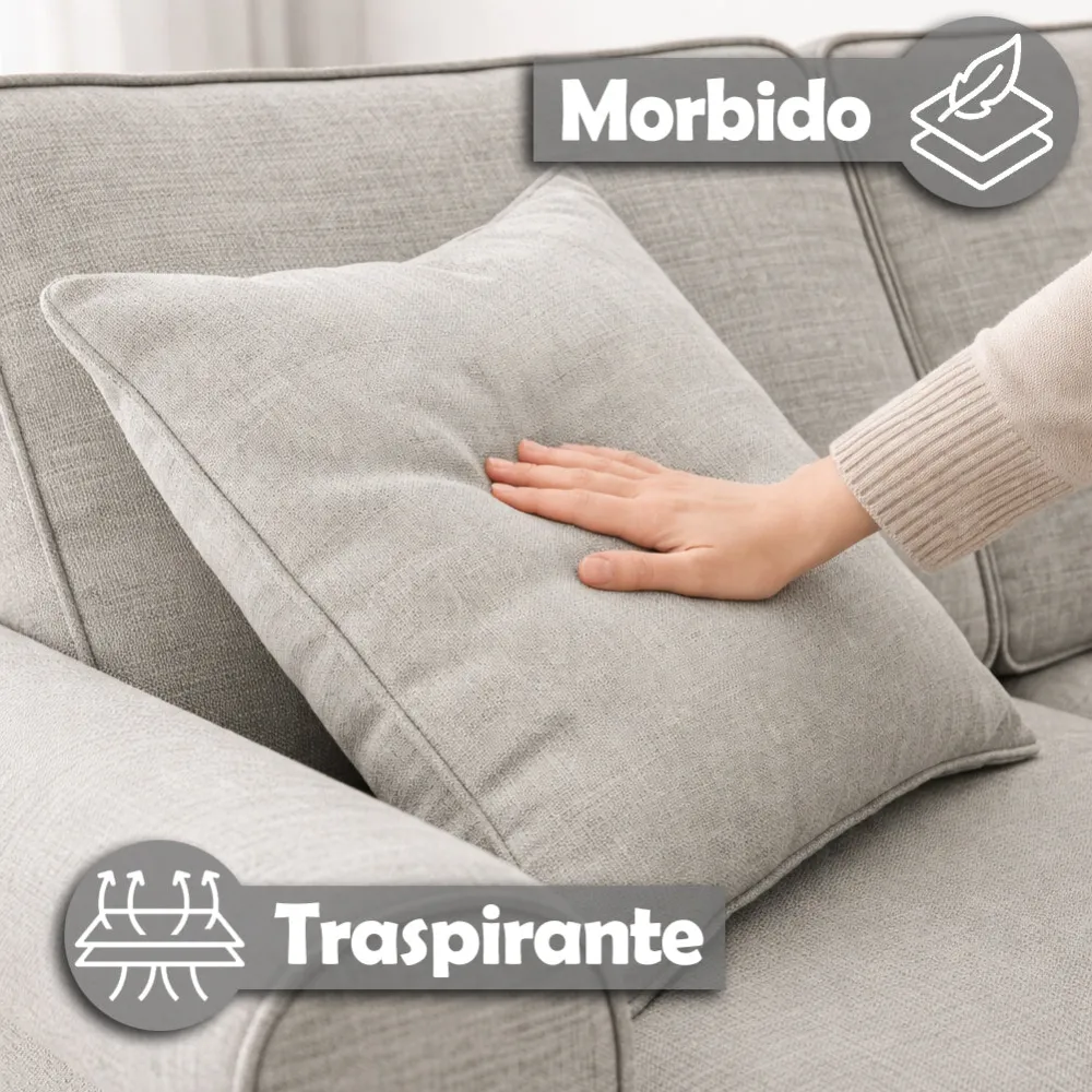 Divano Letto 2 Posti Grigio con Cuscino Memory Ergonomico con Apertura Facile