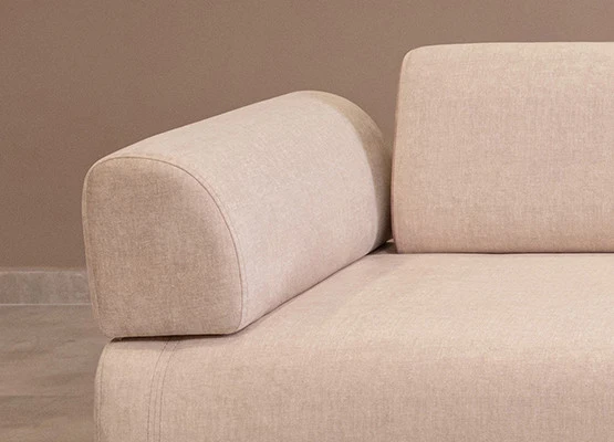 Divano letto 3 posti tessuto beige schienali e braccioli removibili cm 220x90x80h