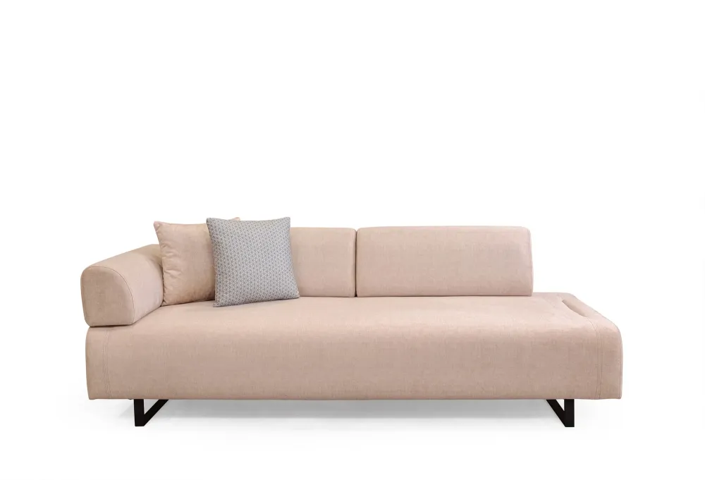 Divano letto 3 posti tessuto beige schienali e braccioli removibili cm 220x90x80h